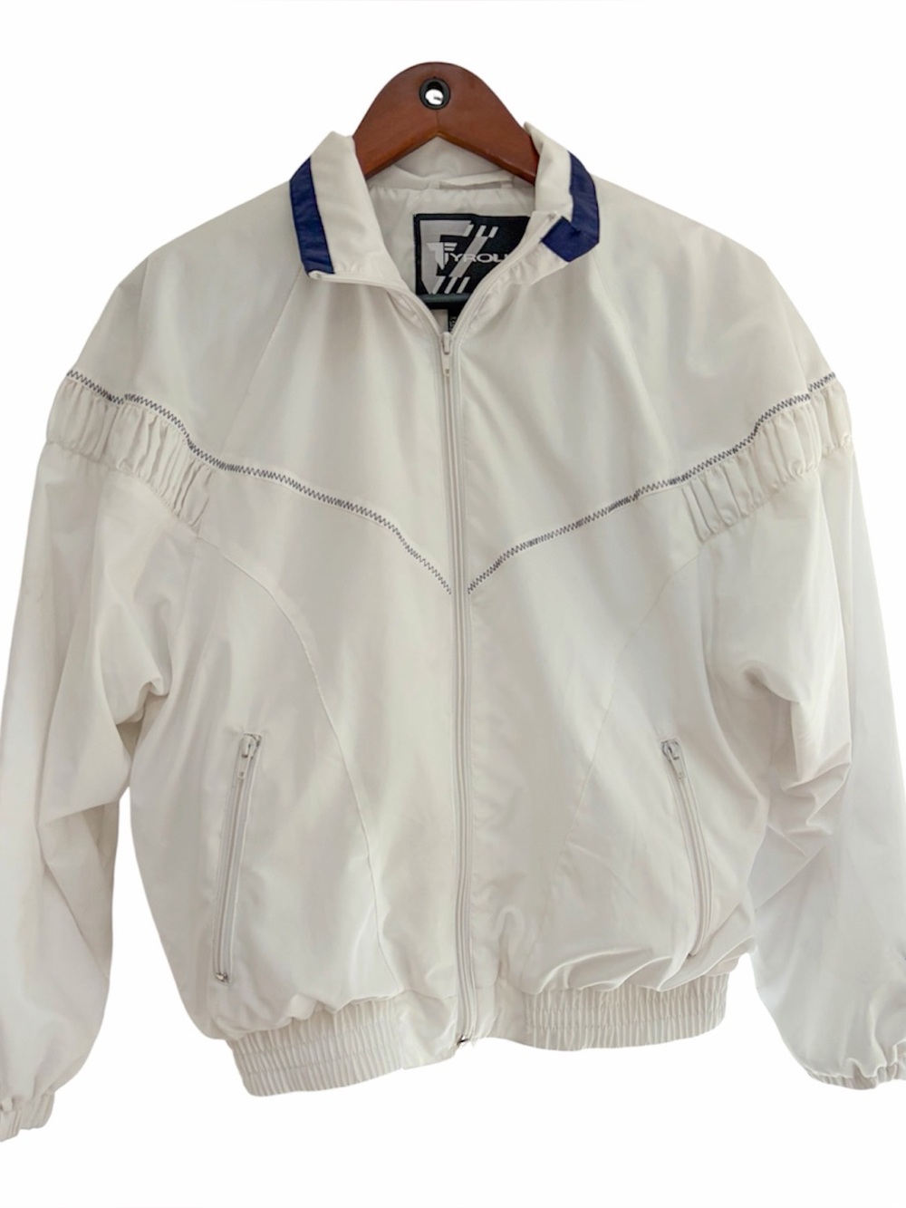 Vintage Tyrolia Ski Jacket M White Navy 80s 90s Après Ski Bomber